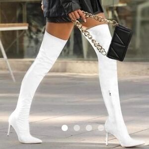 Camssoo Over the Knee Thigh High Boots High Heels White boots 37/6.5US